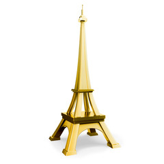 3d golden  eiffel tower symbol