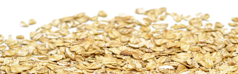 dry oats on white background