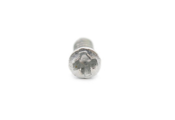closeup of used silver screw isolated on white background