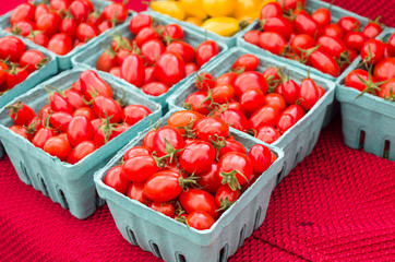 Boxes of red cherry tomatoes