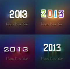 2013 Happy New Year card collection set colorful vector backgrou