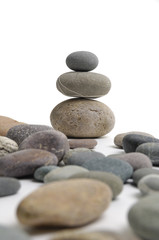 Fototapeta na wymiar Balancing of pebbles. Clipping path
