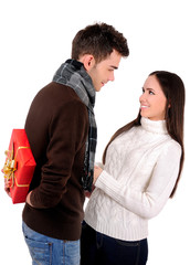 Isolated casual couple