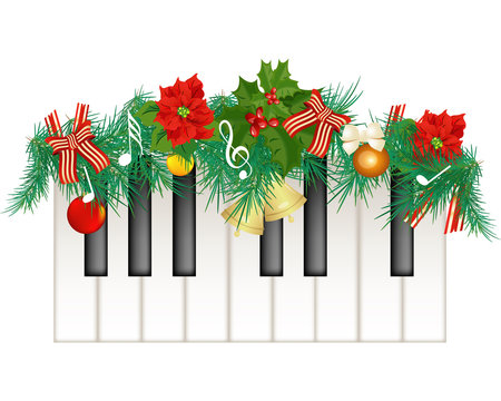Pianoforte con decorazione natalizia