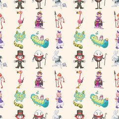 Obraz na płótnie Canvas seamless Alice in Wonderland pattern