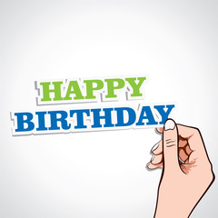 happy birthday word in hand stock vector