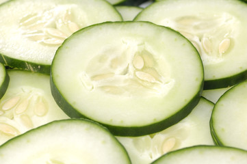 macro of cucumber slices
