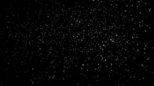 Snow, isolated on black background, loop