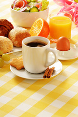 Composition with breakfast on the table