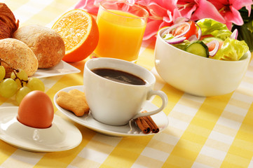 Composition with breakfast on the table