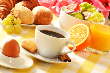 Composition with breakfast on the table