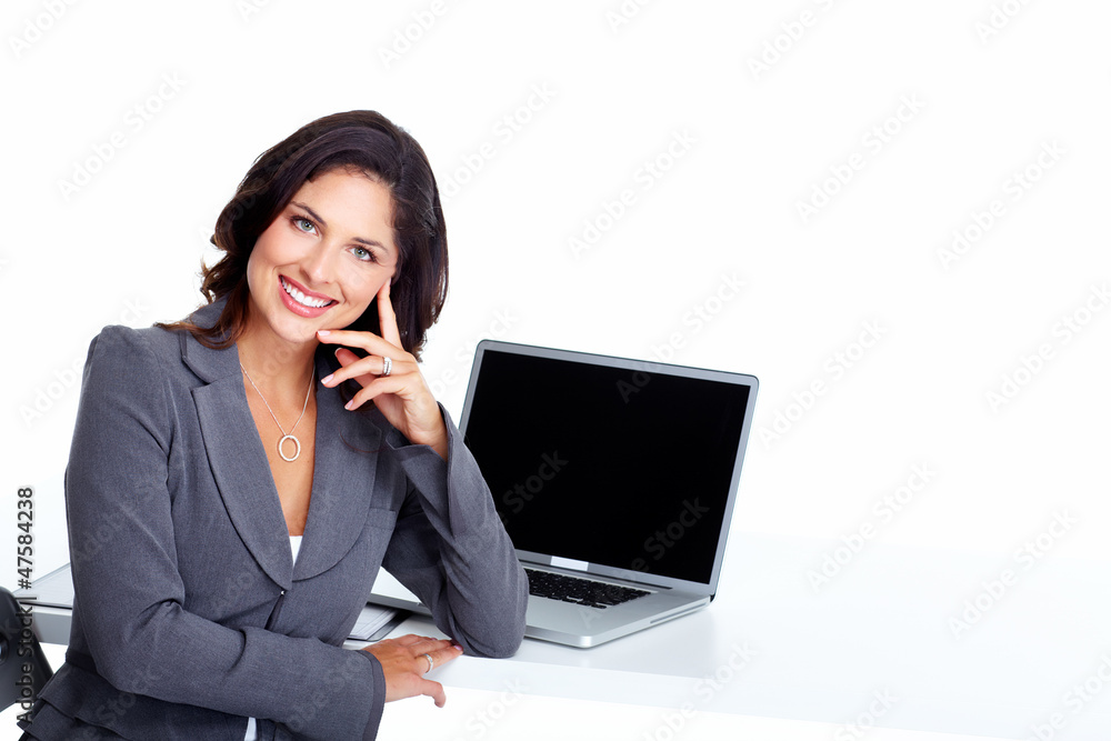 Canvas Prints business woman with laptop computer.