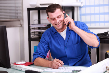 Builder in the office