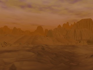Venus cloudy landscape - 3D render