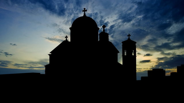 Montenegro Podgorica cathedral rainy clouds