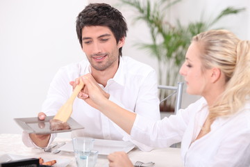 Romantic meal at home