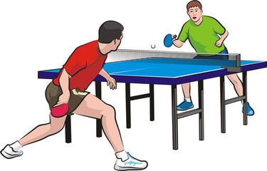 two players play table tennis