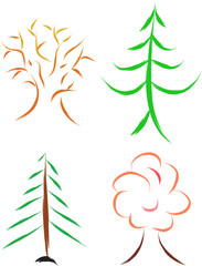 Obraz premium set of four trees, sketch vector