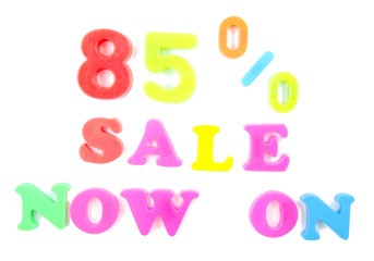 85% sale now on written in fridge magnets