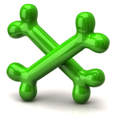 Two green bones on white background