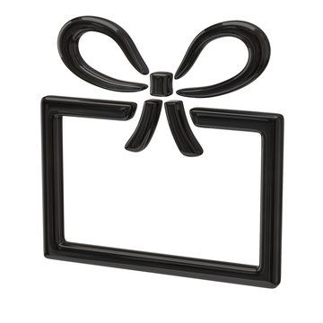 Black gift icon isolated on white background