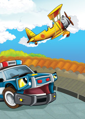 Obraz na płótnie Canvas Samochód i maszyny latające