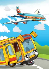 Poster De auto en de vliegmachine © honeyflavour
