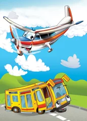 Foto op Canvas De auto en de vliegmachine © honeyflavour