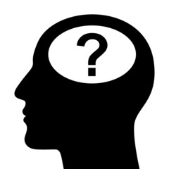 SIlhouette of head with question mark