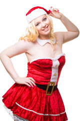 beautiful sexy santa girl wearing santa claus clothes