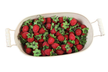 basket of strawberries on a white background