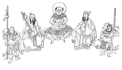 Fototapeta na wymiar Chiński tradycyjny Gods - talizmany