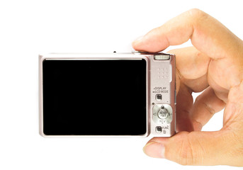 hand holding a digital camera