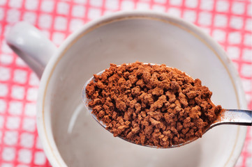 Instant coffee in the spoon