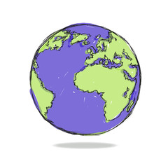 Hand drawn earth on white
