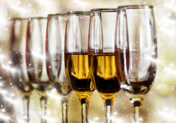Bokeh background with champagne glasses