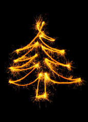 Christmas tree made by sparkler