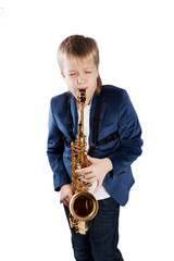 Young boy playing the sax
