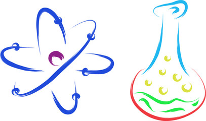 abstract chemical atom and bottle vector