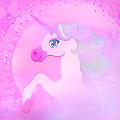 Illustration de la belle licorne rose.