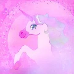 Washable wall murals Pony Illustration of beautiful pink Unicorn.