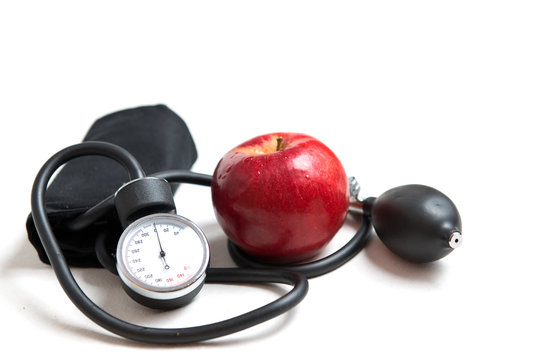 Blood Pressure  Machine And A Red Apple