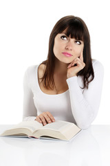 beautiful girl reading a book