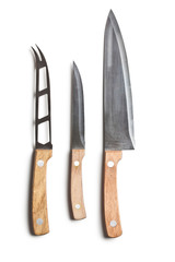 three kitchen knives