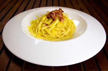 Traditional italian plate, spaghetti alla carbonara