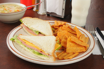 Bologna and cheese sandwich