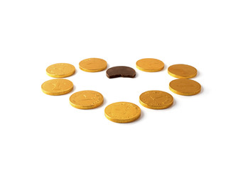 chocolate chinks on a white background