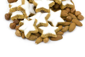 typical christmas cinnamon star cookies and cinnamon sticks