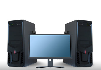 Computer servers and lcd monitor