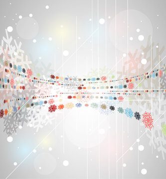 christmas and new year greeting color snow background